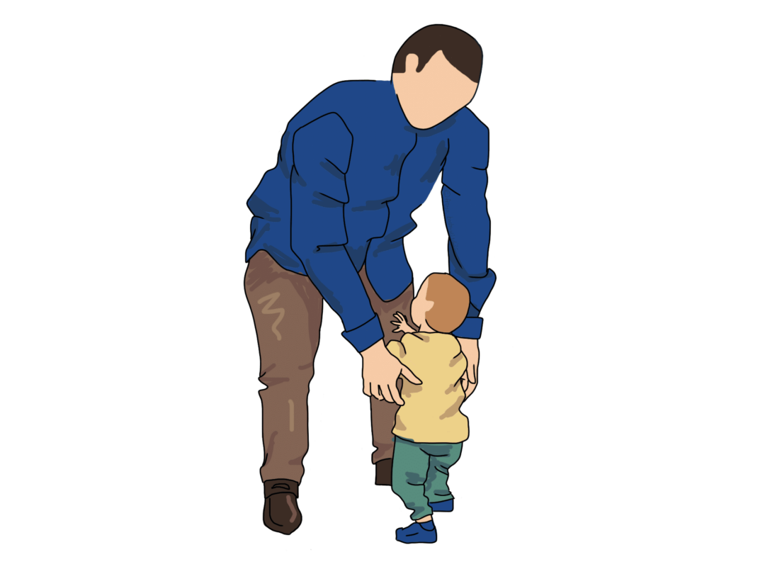 graphic of a man picking up a small child to illustrate back pain