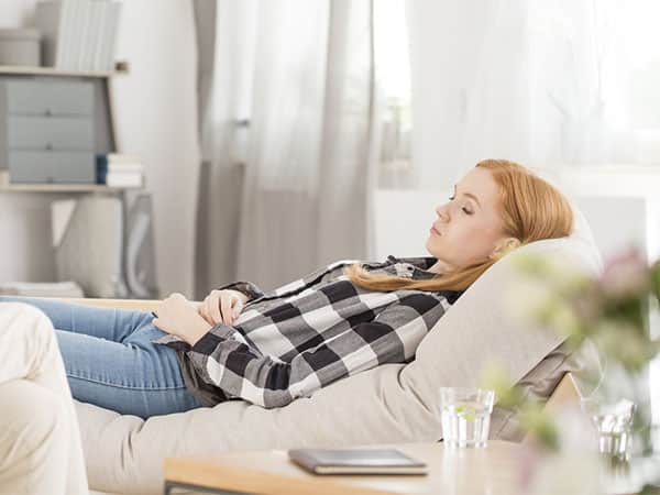 young woman on therapy couch